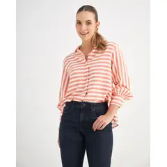 ESPRIT - Camisa para Mujer Estampado a Rayas Horizontales