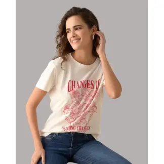 ESPRIT - Camiseta Mujer Cuello Redondo - Blusa para Dama Estampada