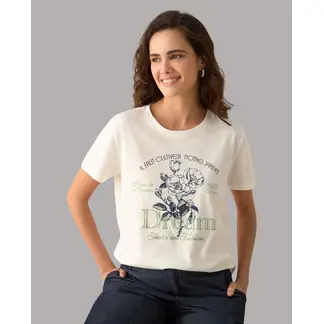 ESPRIT - Camiseta Mujer Cuello Redondo Estampado Floreado
