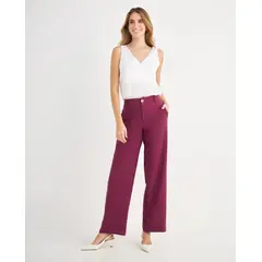 ESPRIT - Pantalón para Mujer de Bota Recta y Pretina Lisa