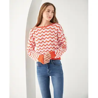 ESPRIT - Buzo Suéter Mujer Tejido Rayado Cuello Redondo