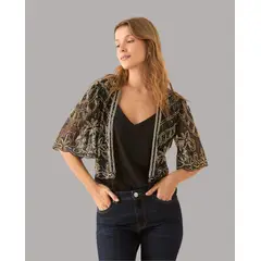 ESPRIT - Suéter Mujer Tocado Tipo Camisa con Transparencia