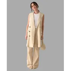 ESPRIT - Chaleco Mujer Cuello de Solapa