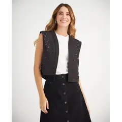 ESPRIT - Chaleco Mujer con Apliques Decorativos