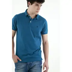 TENNIS - Polo azul Lycra-Algodón para hombre
