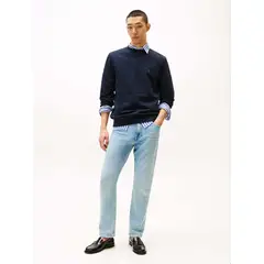 TOMMY HILFIGER - Saco Azul Con Cuello Redondo Y Logo Bordado