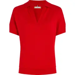 TOMMY HILFIGER - Polo De Rayas Y Corte Amplio Mujer Rojo