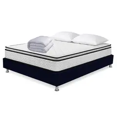 HIGH CLASS - Colchón Sencillo Standford + Almohada + Edredón + Basecama Azul