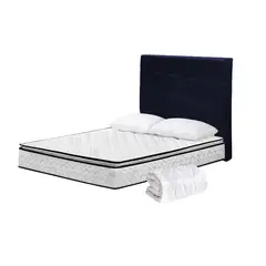 HIGH CLASS - Colchón Sencillo Standford + Almohada + Protector + Cabecero Azul