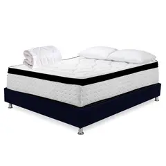 HIGH CLASS - Colchón Sencillo Menphis + Almohada + Protector + Basecama Azul