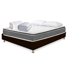 HIGH CLASS - Colchón Sencillo Cambridge + Kit cama + Basecama chocolate
