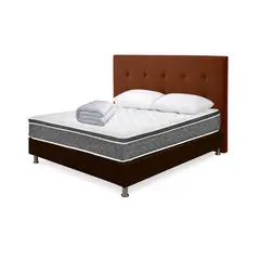 HIGH CLASS - Colchón Sencillo Cambridge + Kit Cama + Base y Cabecero Chocolate