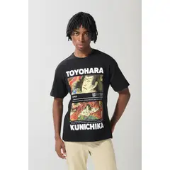 KOAJ - Camiseta de Cambridge artístico negra cuello redondo Hombre
