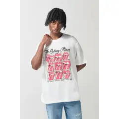 KOAJ - Camiseta oversize crema manga corta de Rolling Stones Hombre