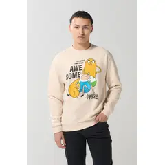 KOAJ - Buzo cuello redondo kaki con diseño de Hora de Aventura Hombre