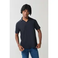 KOAJ - Camiseta unicolor tipo polo con cuello V y manga corta Hombre