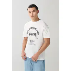 KOAJ - Camiseta crema clara college holgada con manga corta HOMBRE