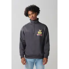 KOAJ - Buzo de Tom y Jerry oversize gris con cuello alto Hombre
