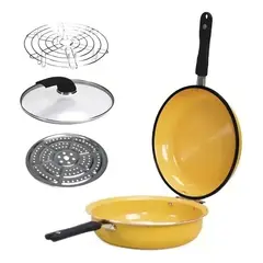 SCHAFFHAUSEN - Sarten Doble Antiadherente Doubletta Parrilla Color Amarillo