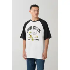 KOAJ - Camiseta crema de Snoopy con manga ranglan corta HOMBRE