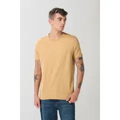 KOAJ - Camiseta café clara con manga corta ajustada Hombre