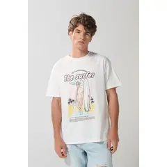 KOAJ - Camiseta manga corta unicolor con estampado en frente HOMBRE