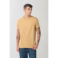 KOAJ - Camiseta café clara con manga corta ajustada Hombre