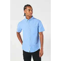 KOAJ - Camisa con cuello button down, manga corta con colores Hombre