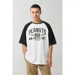 KOAJ - Camiseta manga ranglan crema clara de Snoopy Hombre