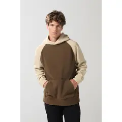 KOAJ - Buzo unicolor con manga ranglan y capota en contraste Hombre