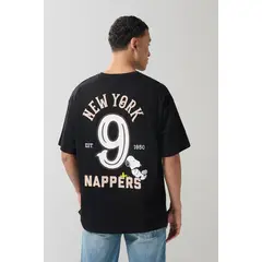KOAJ - Camiseta oversize negra de Snoopy manga corta Hombre