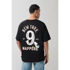 KOAJ - Camiseta oversize negra de Snoopy manga corta HOMBRE