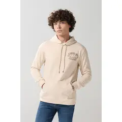 KOAJ - Buzo con capota kaki claro y texto en frente Hombre