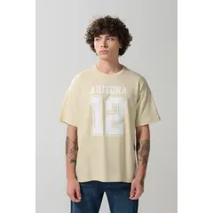 KOAJ - Camiseta unicolor con diseño college y manga corta ove Hombre