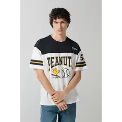 KOAJ - Camiseta oversize crema manga corta de Snoopy Hombre