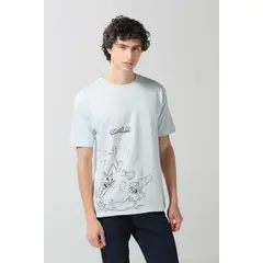 KOAJ - Camiseta azul clara de Tom y Jerry con cuello redondo HOMBRE
