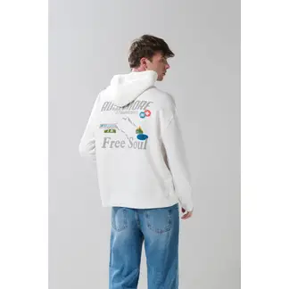 KOAJ - Buzo unicolor con diseños de paisajes y capota Hombre