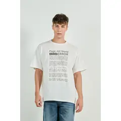 KOAJ - Camiseta crema oversize con texto estampado y manga co Hombre