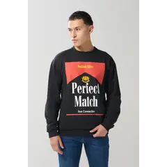 KOAJ - Buzo cuello redondo unicolor con estampado en frente Hombre