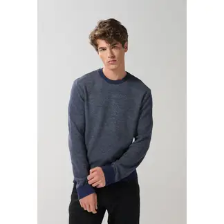 KOAJ - Suéter azul cuello redondo color contraste Hombre