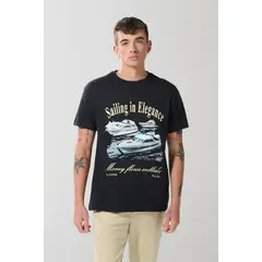 KOAJ - Camiseta unicolor cuello redondo con estampado de playa Hombre
