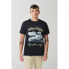 KOAJ - Camiseta unicolor cuello redondo con estampado de playa Hombre