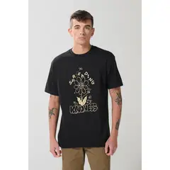 KOAJ - Camiseta negra en algodón manga corta con diseño de fl Hombre