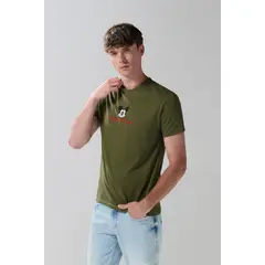 KOAJ - Camiseta manga corta unicolor con arte de Mickey Hombre