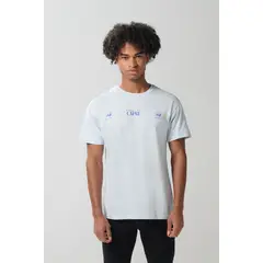 KOAJ - Camiseta azul clara manga corta con diseño de playa Hombre