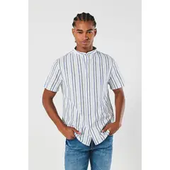 KOAJ - Camisa cuello nerú blanca con rayas en contraste Hombre