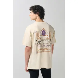 KOAJ - Camiseta kaki clara oversize college con manga corta Hombre