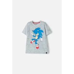 SONIC - Camiseta manga corta gris jaspe para niño