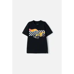 HOT WHEELS - Camiseta de Hotwheels manga corta negra para niño
