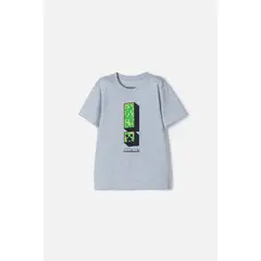 MINECRAFT - Camiseta de gris manga corta para niño